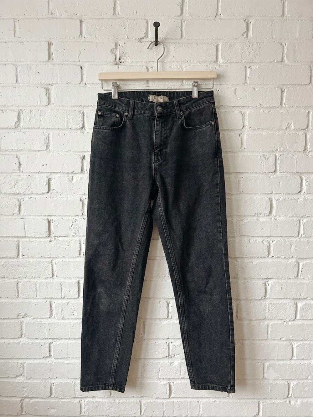We The Free | Free People Black Washed High Rise Tapered Mom Jeans Size 26
